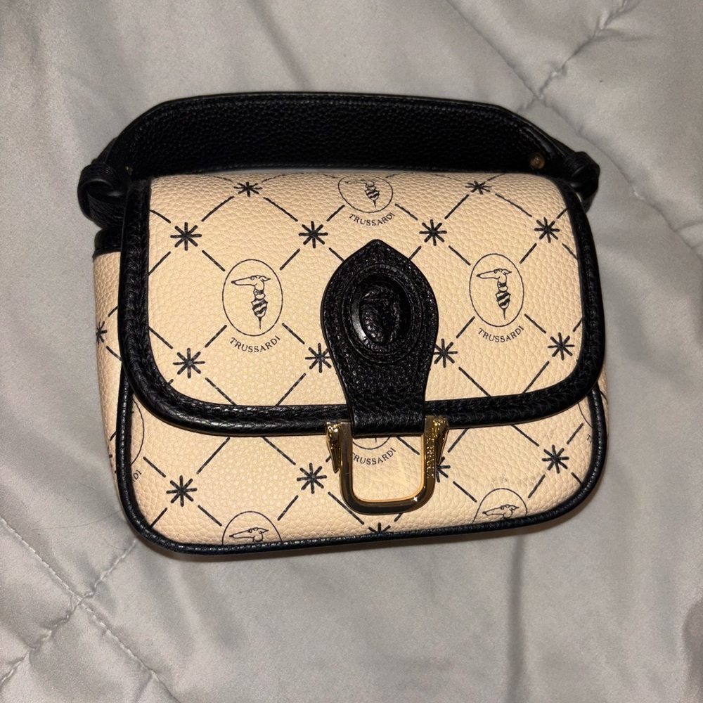 Trussardi Black and Cream Crossbody Bag